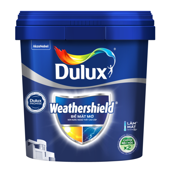 Sơn ngoại thất Dulux Weathershield BJ8 bề mặt mờ